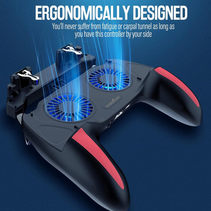 Mobile Gaming Controller with Cooling Fan Featuring Built-in L1/R1 Trigger Buttons and Joysticks