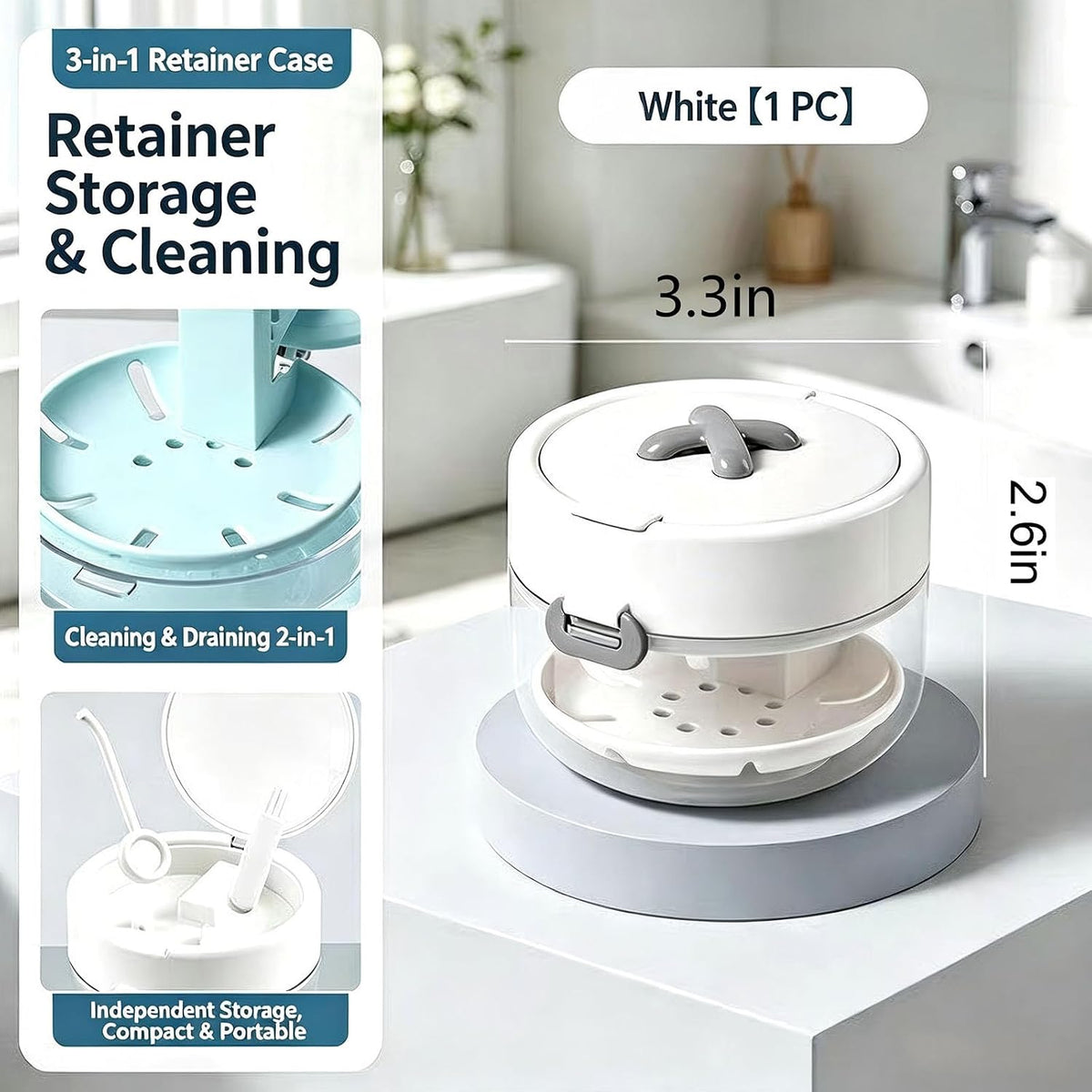 Retainer Cleaner Case Box,Storage Soak Container With Drain Tray