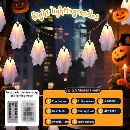 Halloween Decorative String Lights – Ghost-Shaped Decorations