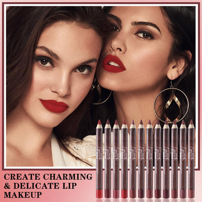 12Pcs Matte Lip Liner With Sharpener Set Waterproof Smudgeproof