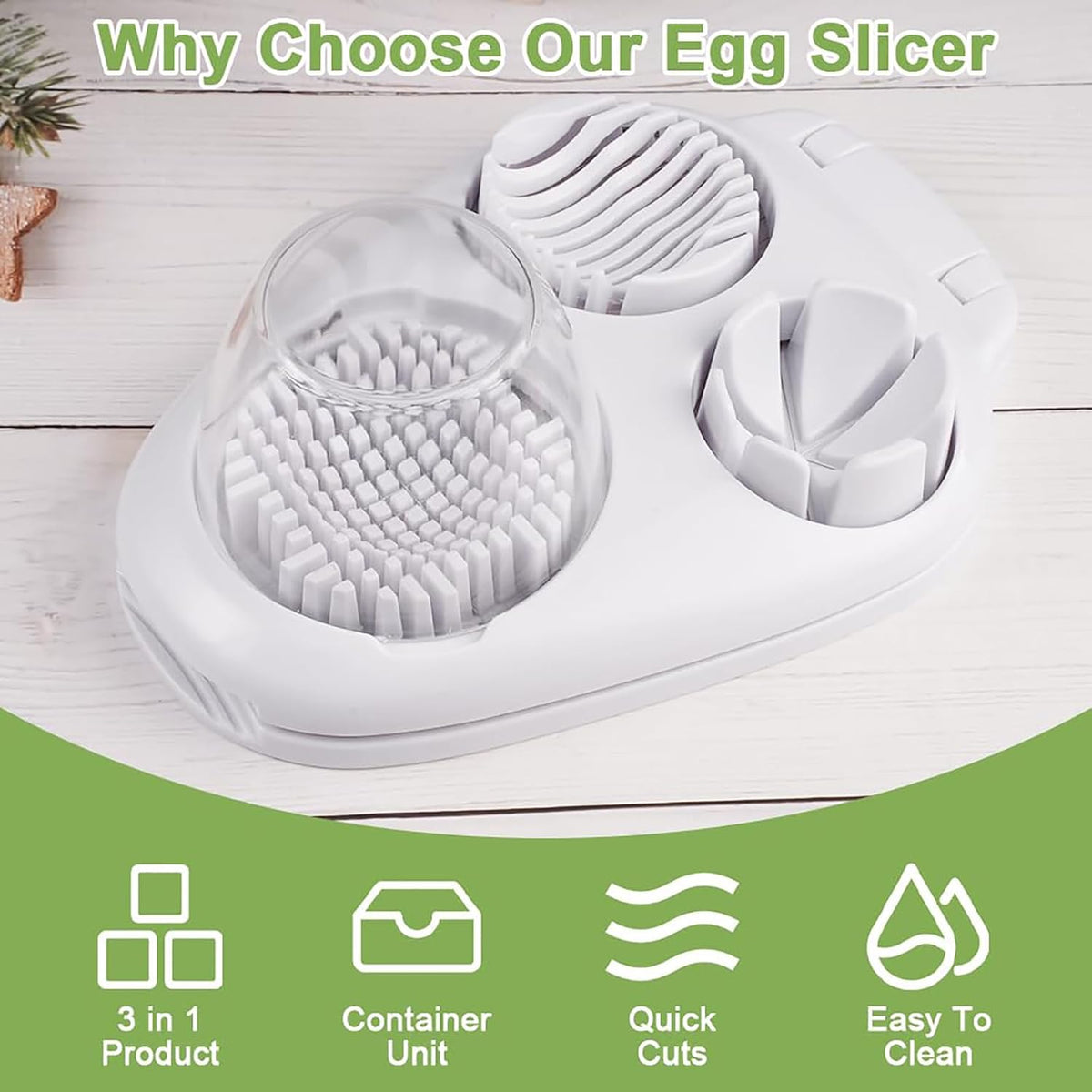 3-in-1 Egg Cutter - Multifunctional Stainless Steel Chopping Tool
