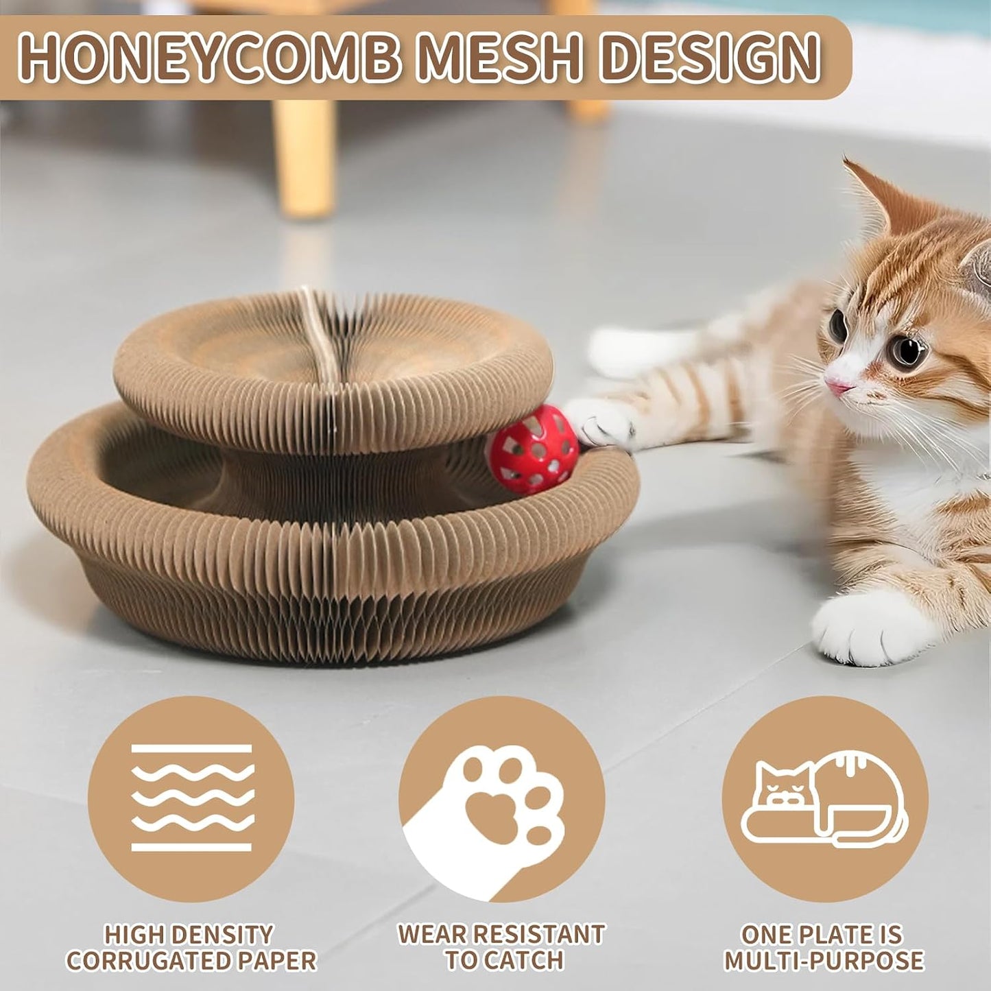 Interactive Cat Scratching Board – Foldable Accordion Design