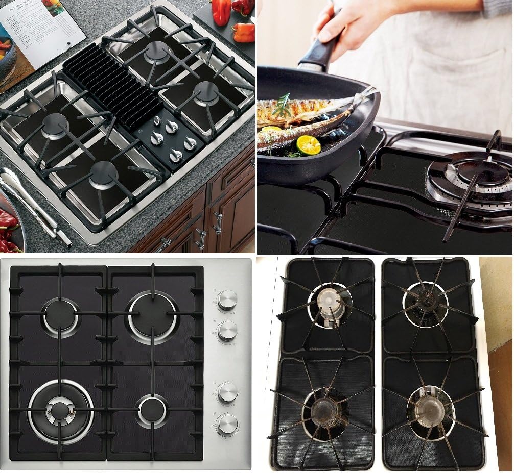 4 Pack Gas Stove Burner Covers — Thick, Non-Stick, Reusable Stove Liners