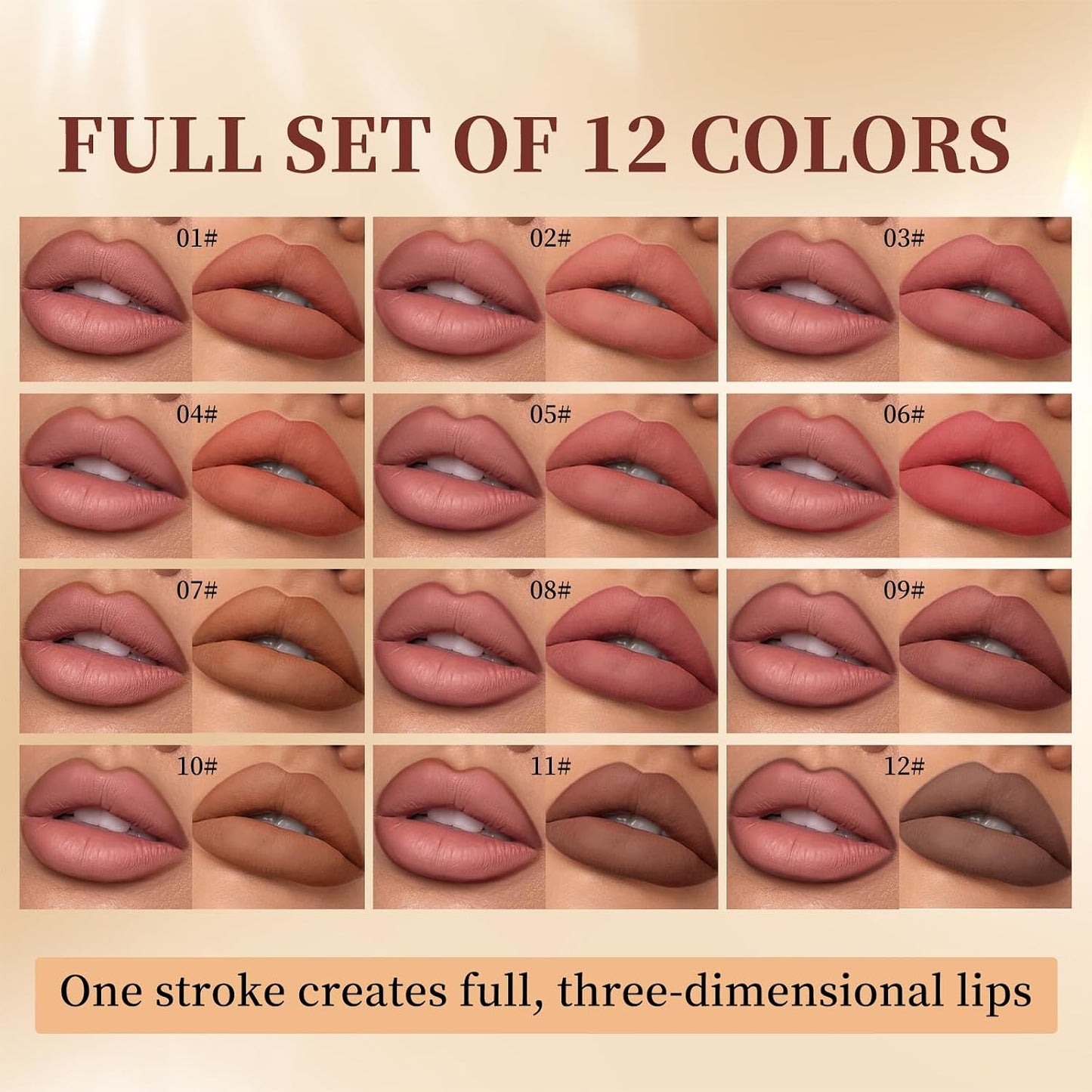 12-Color Ultra-Fine Lip Liner Set – Smooth Texture, Long-Lasting, Highly Pigmented