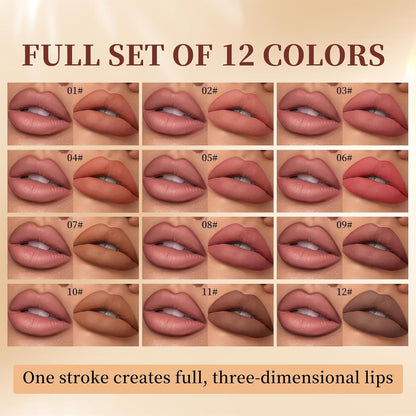 12-Color Ultra-Fine Lip Liner Set – Smooth Texture, Long-Lasting, Highly Pigmented