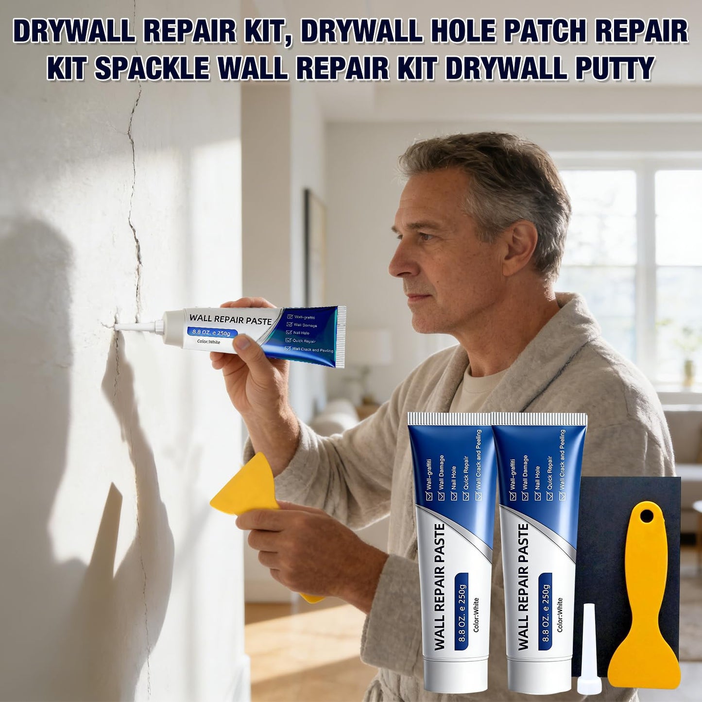 Drywall Repair Kit, Wall Patch Paste & Scraper Set for DIY Home Fix