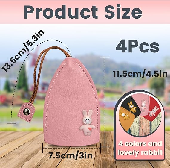 Cute Cartoon Pull-out Key Case-Quick Pull Design Anti-Scratch Key Pouch-4 Pack