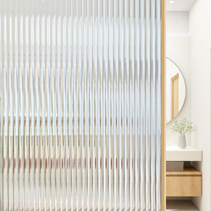 Vertical Stripe Reeded Glass Style Static Cling Window Privacy Film