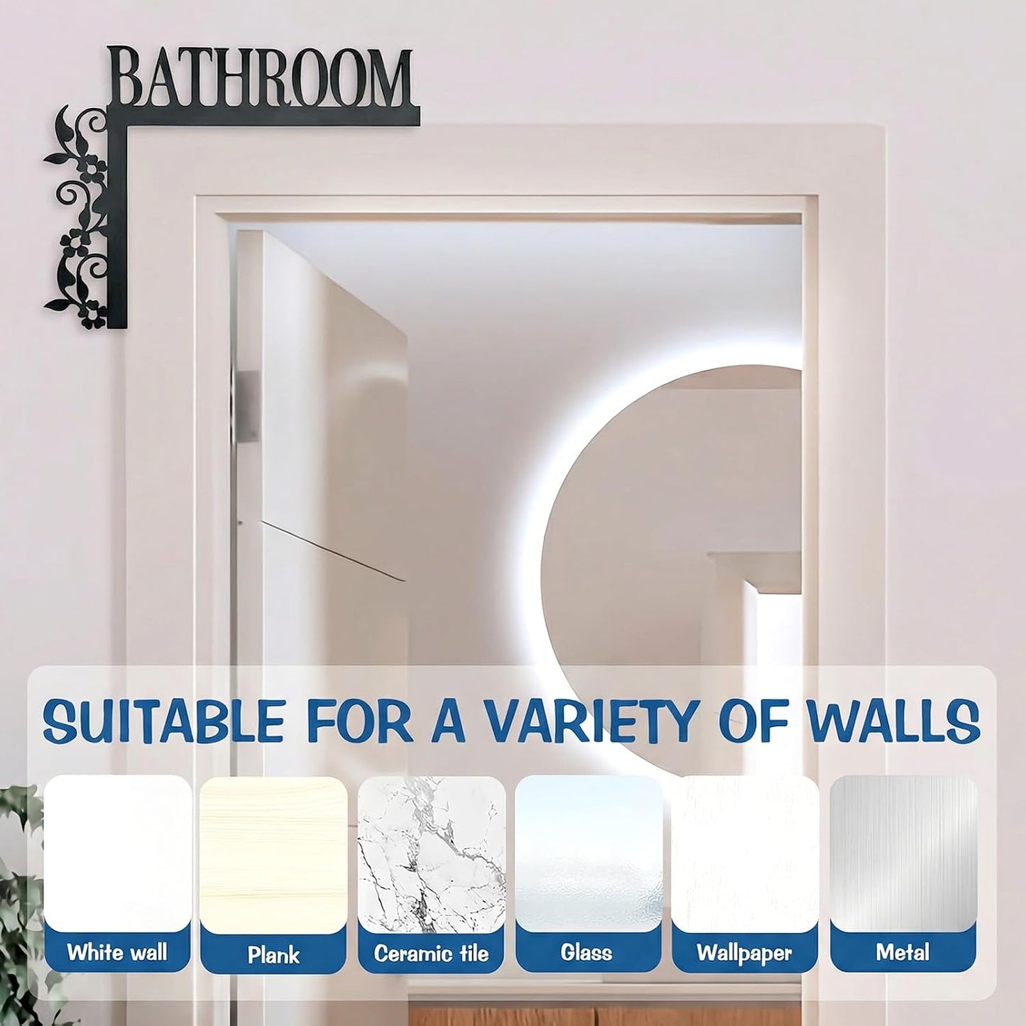 Metal Bathroom Door Topper for Restroom, Farmhouse & Minimalist Decor