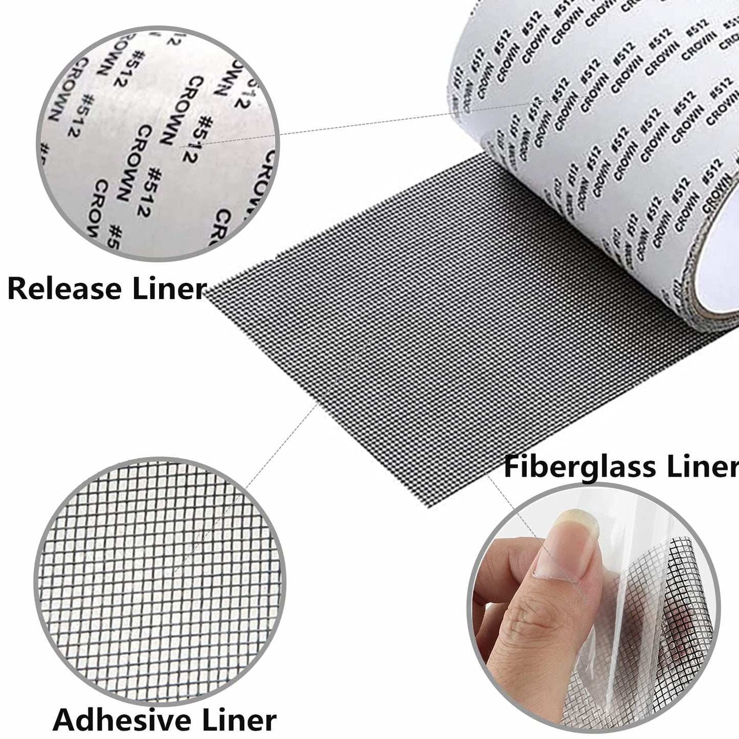 Strong Adhesive Fiberglass Covering Mesh Repair Patch Tape for Window Door Tears Holes