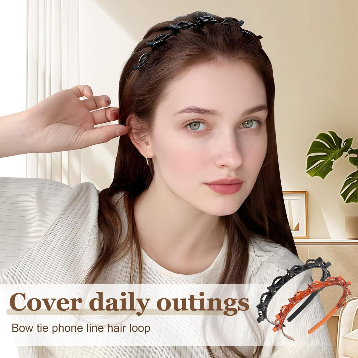 4 Pcs Headband with Clips, Professional Weave Bangs Hairstyle Hairpin Clip