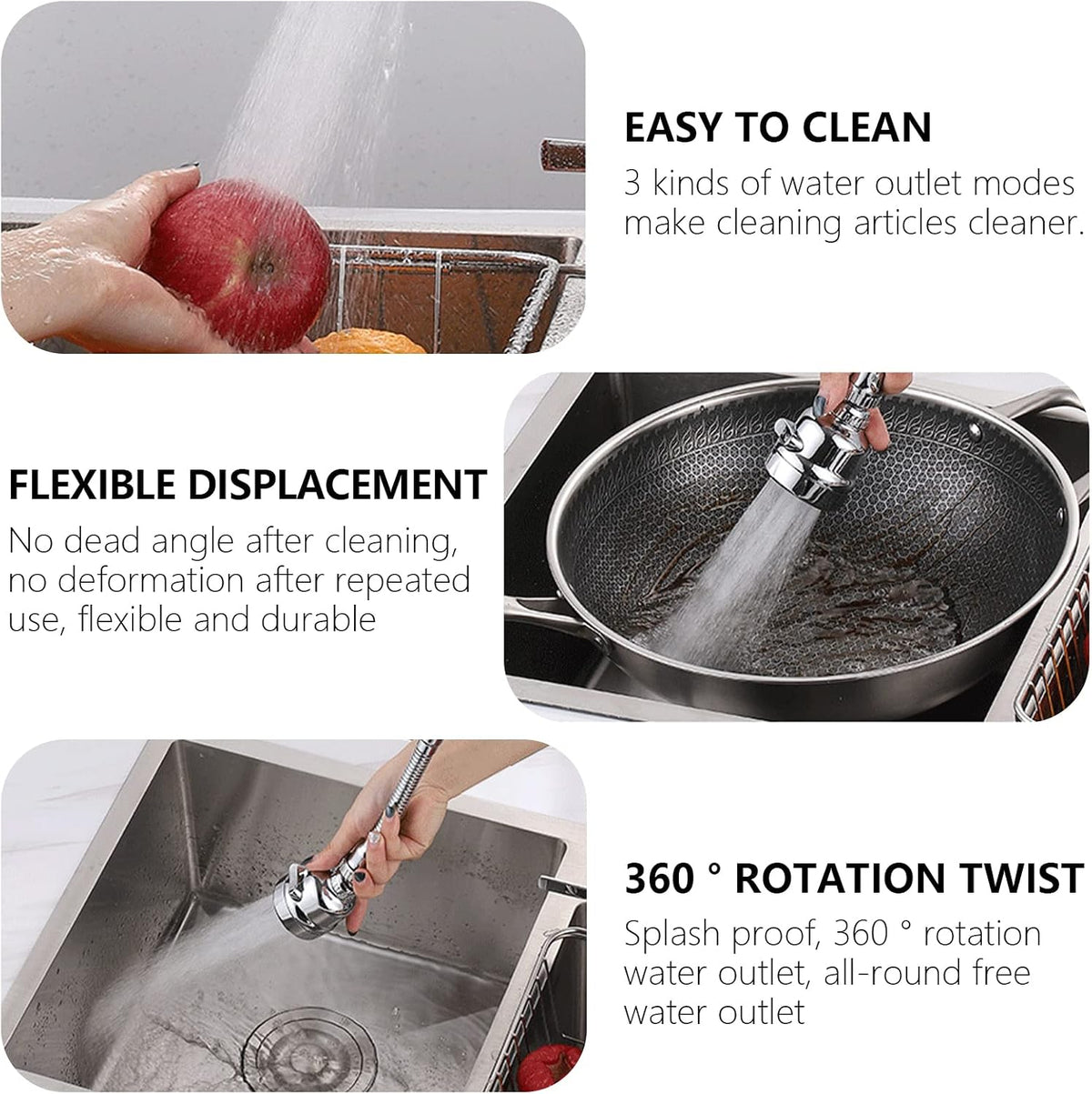 360 Degree Rotatable 3 Mode Adjustable Faucet