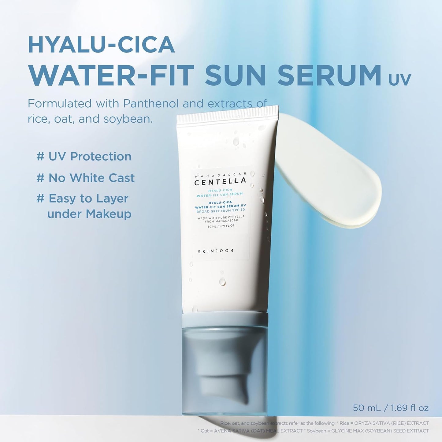 Centella Water-Fit Sun Serum UV, Sunscreen SPF 50 with Hyaluronic Acid