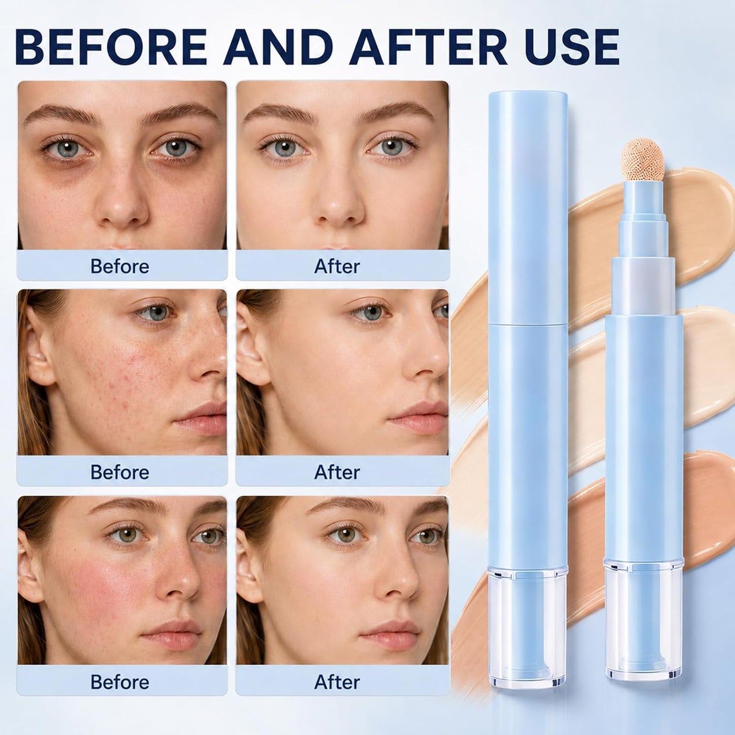 2 in 1 Concealer & Foundation Pen for Blemishes and Under Eye Circle