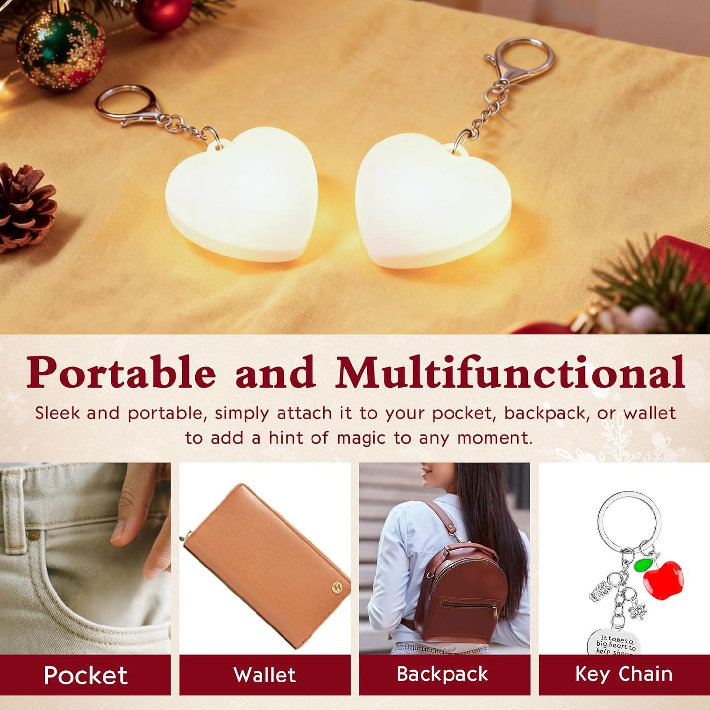 2 PCS Heart Shaped Purse Light – Automatic Sensor Handbag Light for Purse Accessories & Bag Interior Illumination