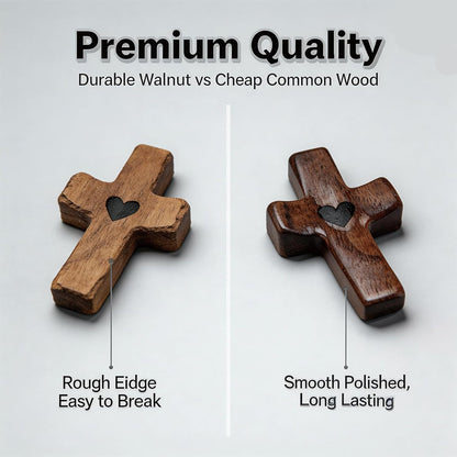 5 Pcs Mini Walnut Cross Set - Handmade - Christian Symbol