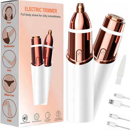 2-in-1 Face and Eyebrow Trimmer - Rechargeable Facial Shaver