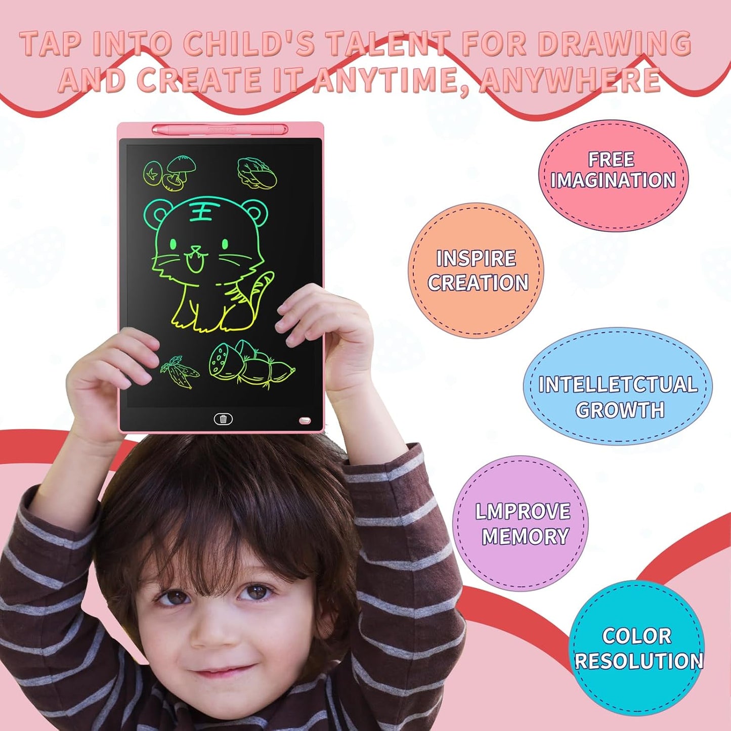 LCD Writing Board Erasable Drawing Board for Children's Games 3 4 5 6 7 Year Old Kid Boys Girls