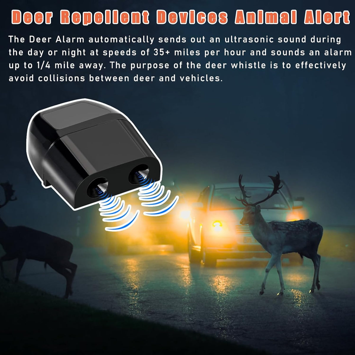 4 PCS Deer Whistles for Car, Universal Deer Horn with Rubber Pads