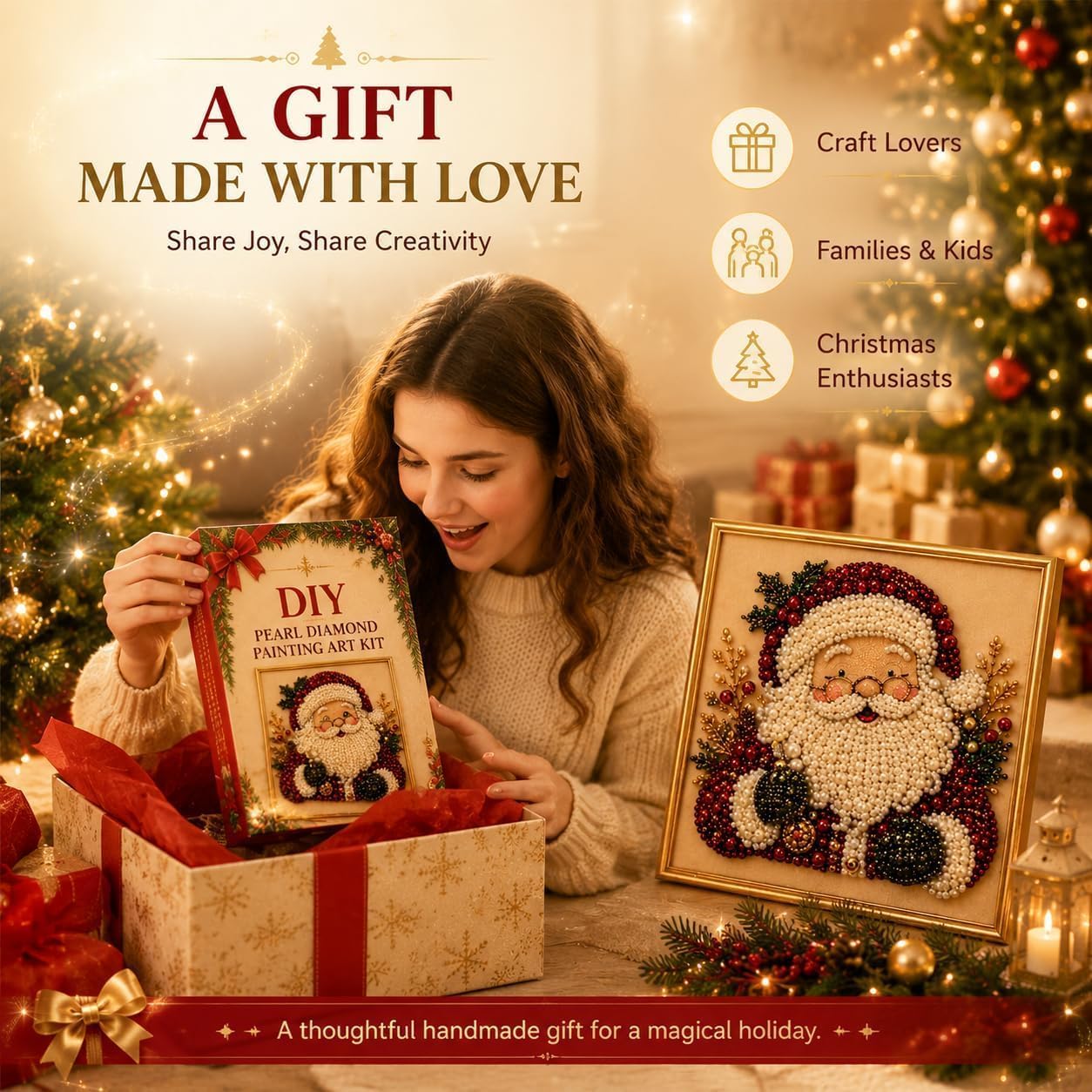 DIY Holiday Pearl Art Kit – Frame Included