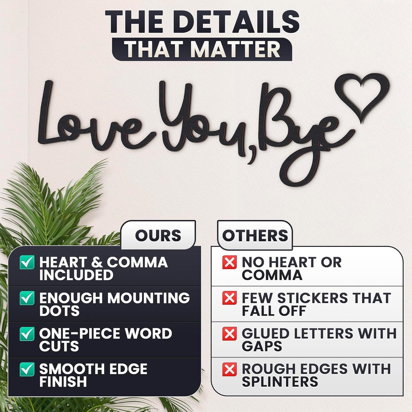 Love You Bye Sign Above Door Decor