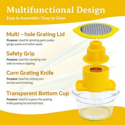 Corn Cob Stripper Tool, Corn Peeler for Corn on the Cob (Yellow)