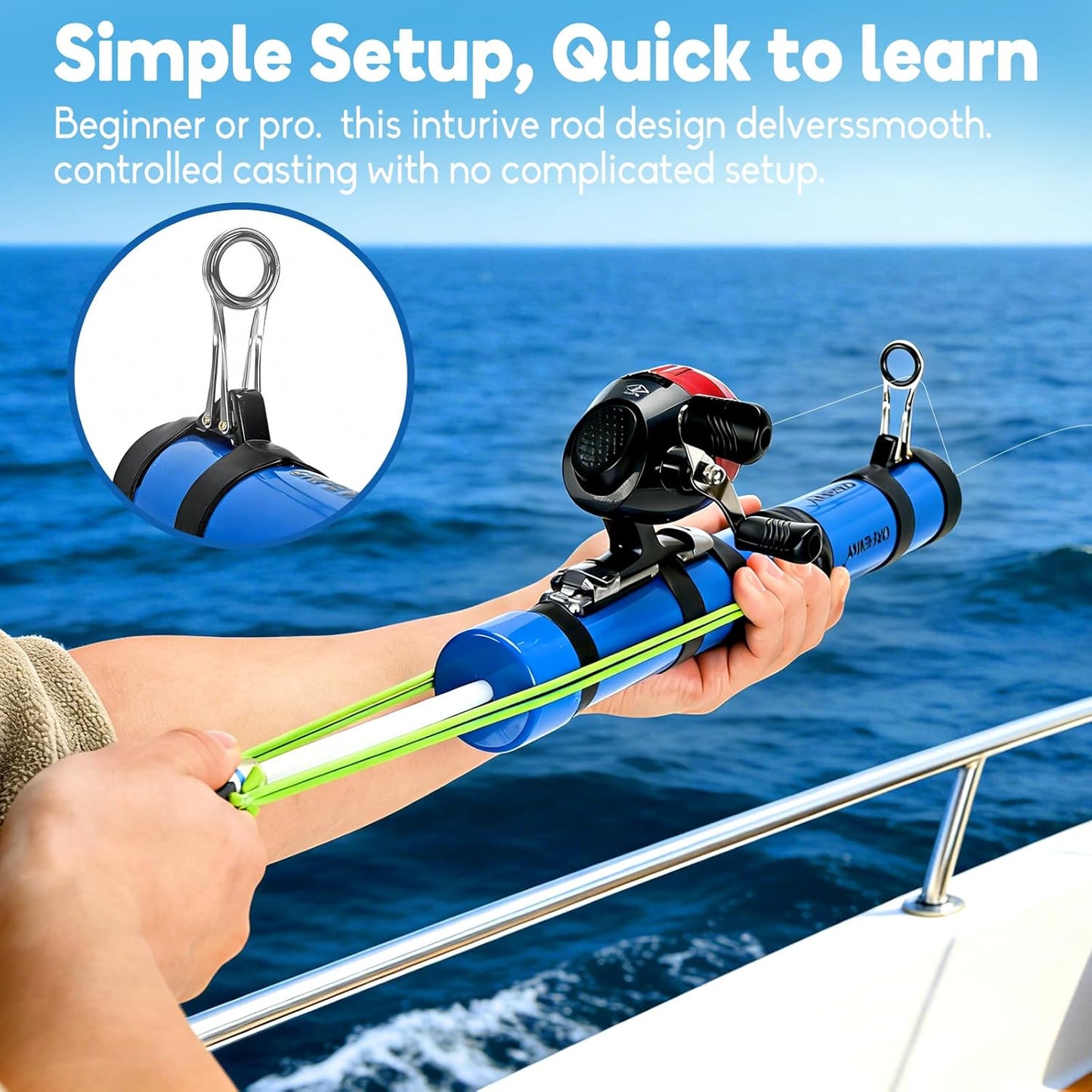 Upgrade Fly Fishing Rod,Fishing Catapult Rod, Compact Lure Launcher Rod for Saltwater & Freshwater