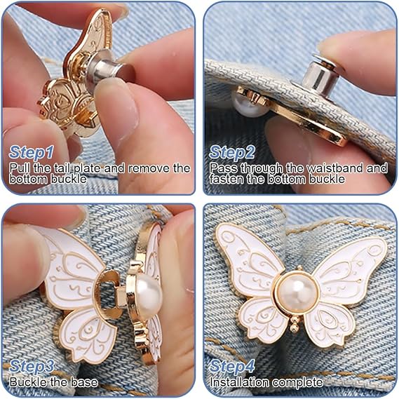 5 Color Of Waist-Tightening Buckles – Detachable Butterfly-Shaped Buttons
