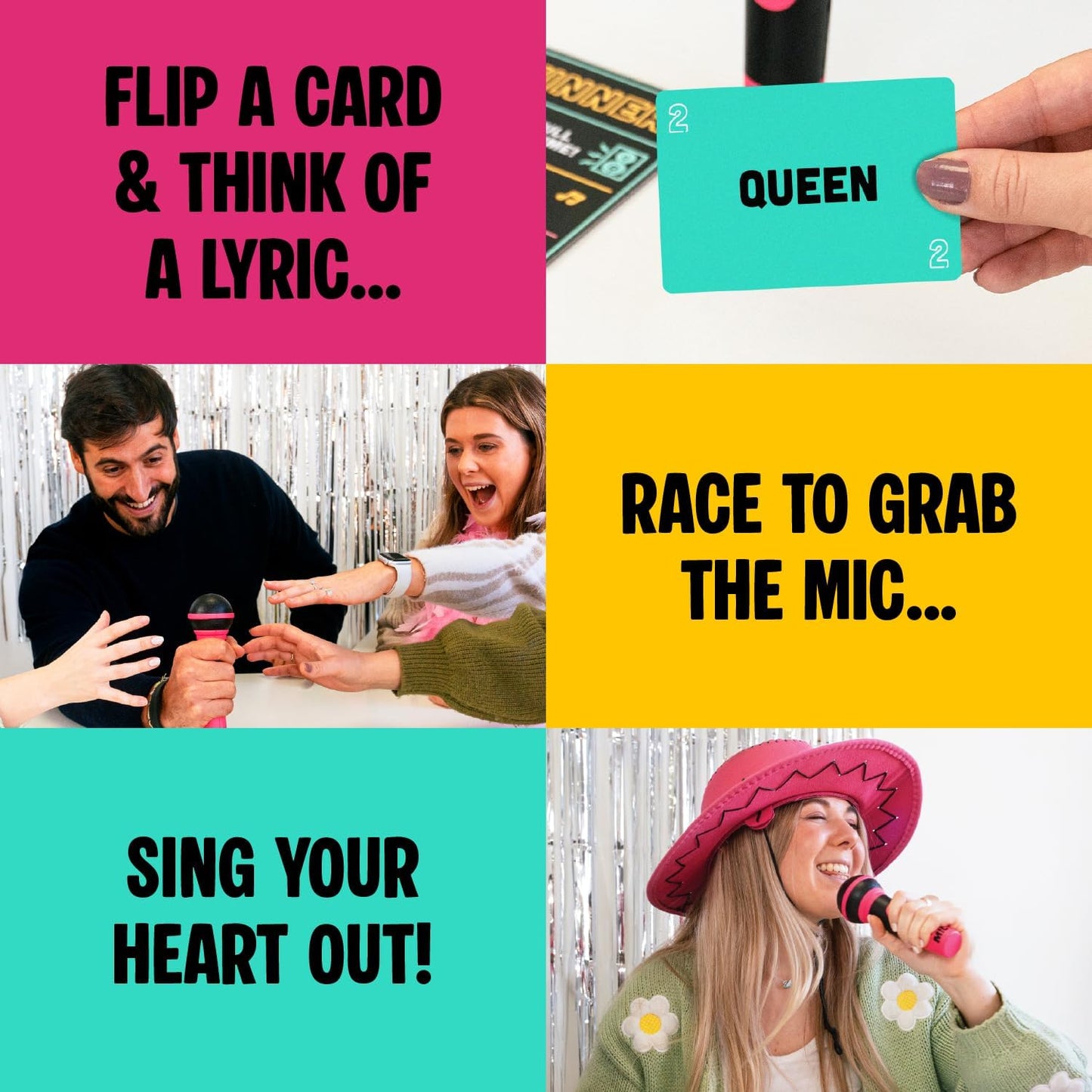 Karaoke Board Game w/Foam Mic, 8+ Ages, 2-10 Players