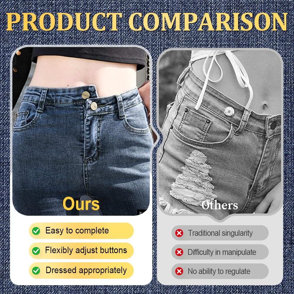 10PCS Flexible Jean Waist Extender, Bronze Waistband Expanders Button