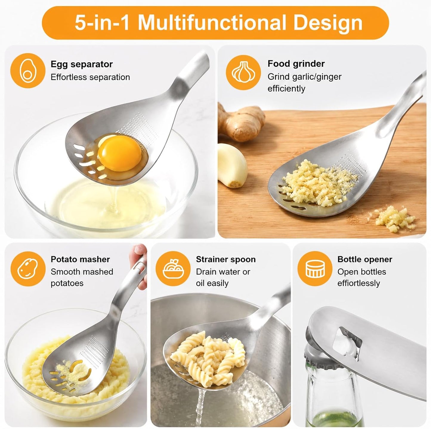 5-in-1 Multifunctional Cooking Spoon-In 304 Stainless Steel Kitchen Tool