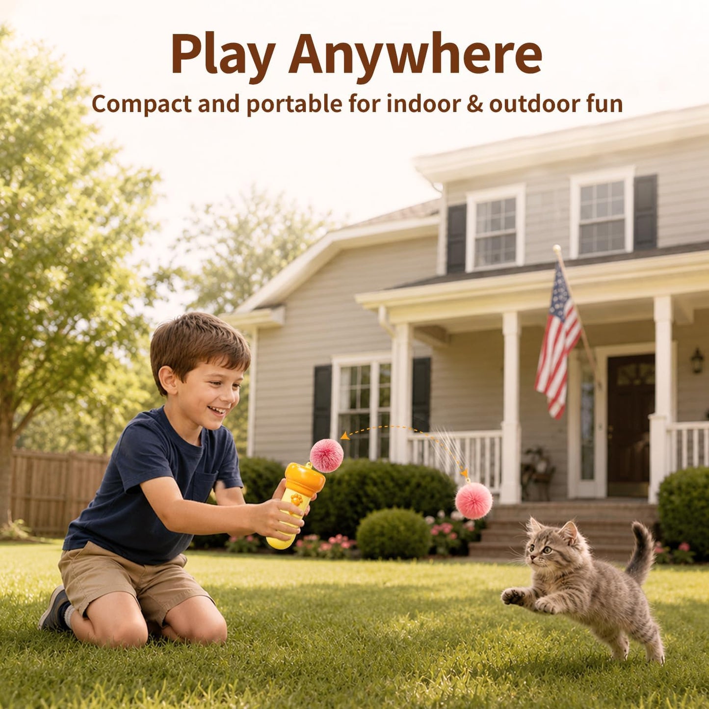 Cat Balls Fetch Toy with Retractable Rope and Fuzzy Ball
