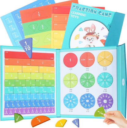Magnetic Fraction Board & Fraction Tiles, Montessori Math Teaching Aids