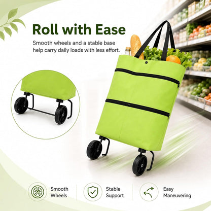 2-in-1 Shopping Bag Folding Wheels Reusable Travel Bag