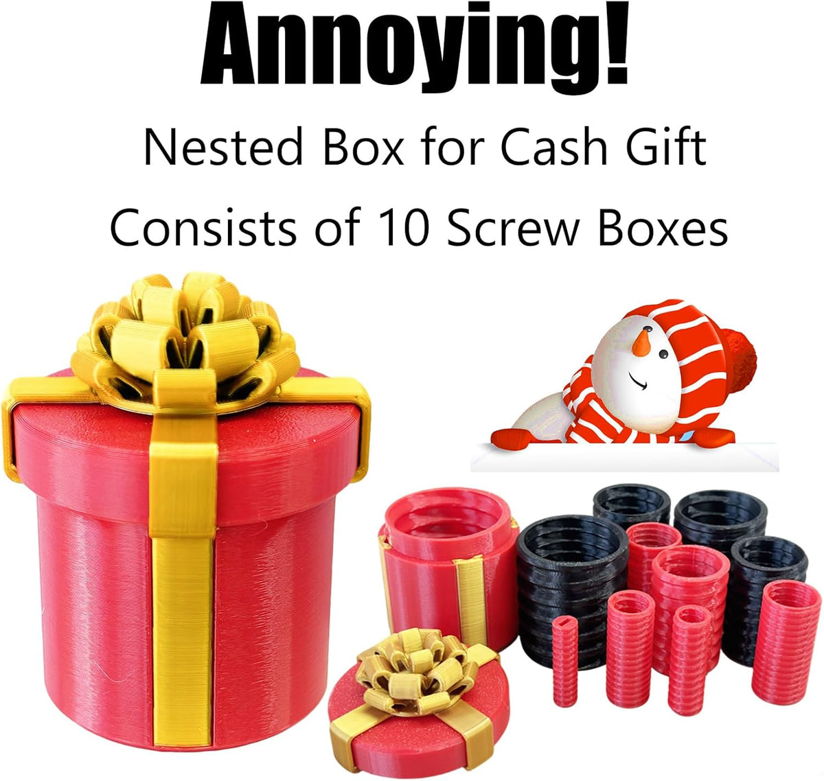 Annoying Nested Screw Gift Box for Cash
