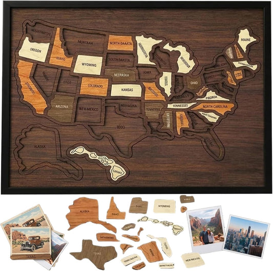 Wooden USA Travel Map Puzzle