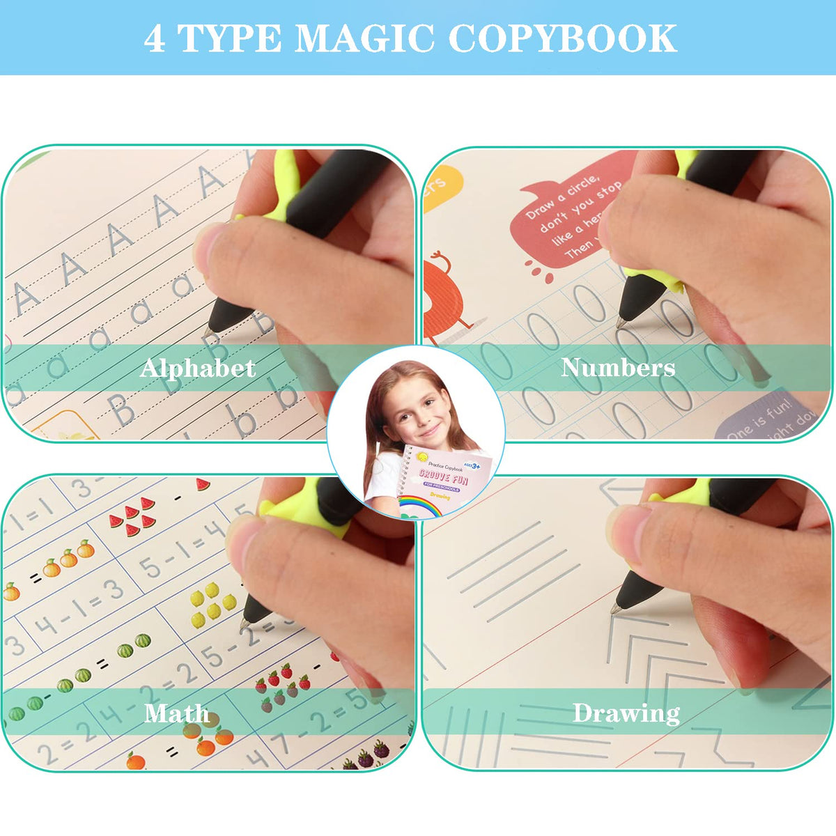 Children's Grooved Calligraphy Practice Book - Reusable