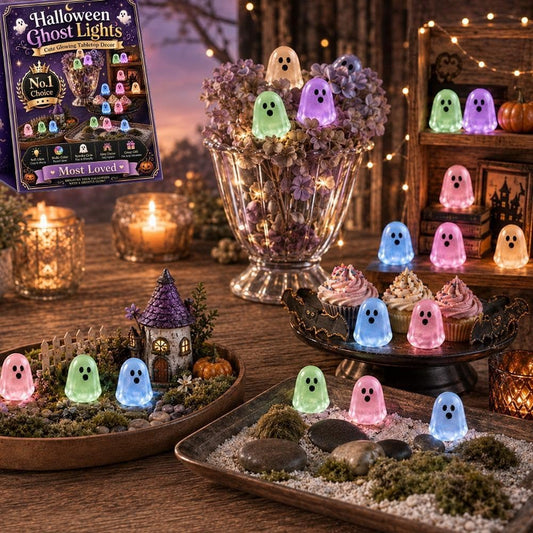 30 Pcs Glow in Dark Cute Ghost Resin Bead Set Halloween Figures