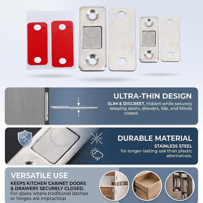10 Pack Ultra Thin Magnetic Latch Easy to Install Cabinet Magnets