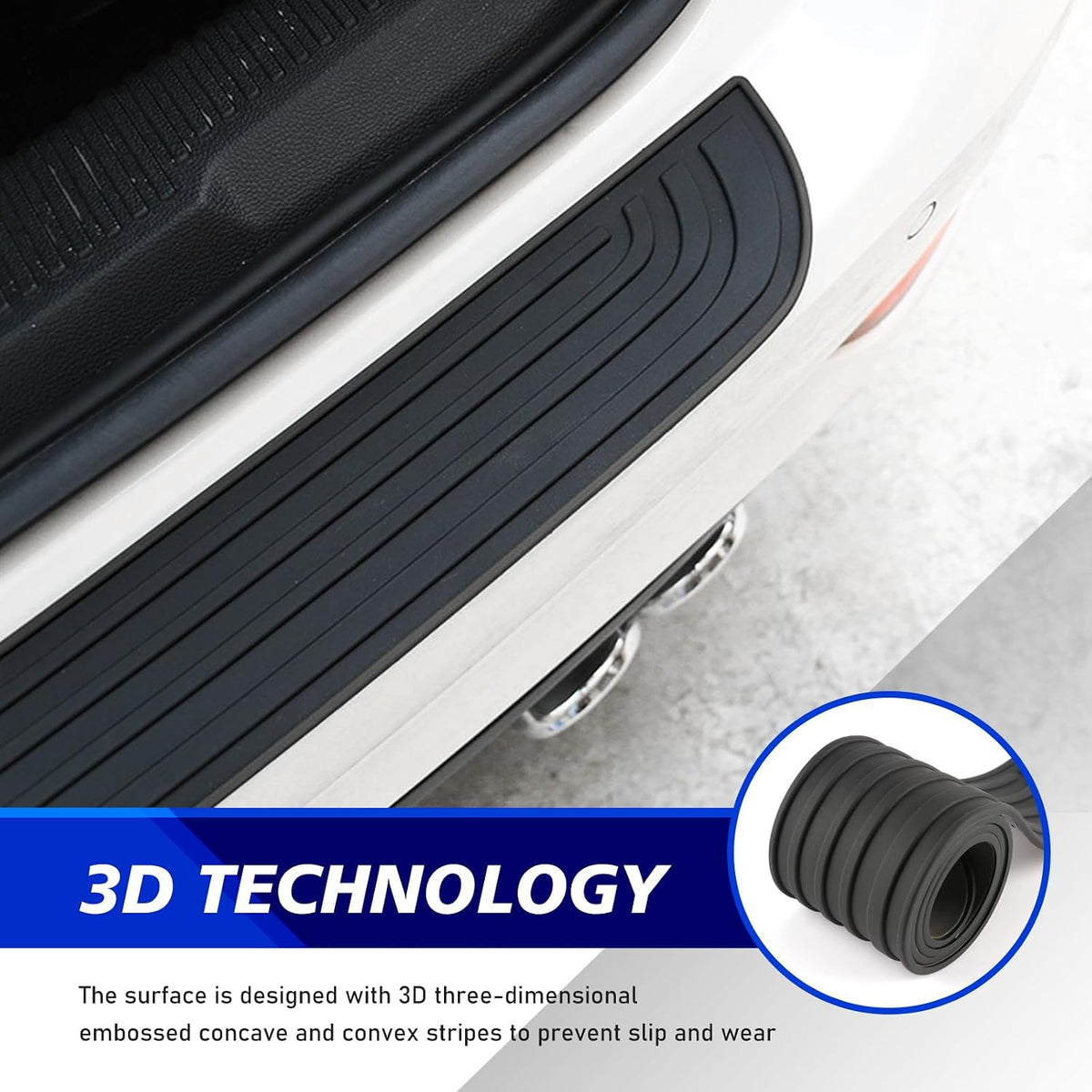 Car Rear Bumper Guard, Rubber Scratch-resistant Anti-slip Trunk Sill Protector