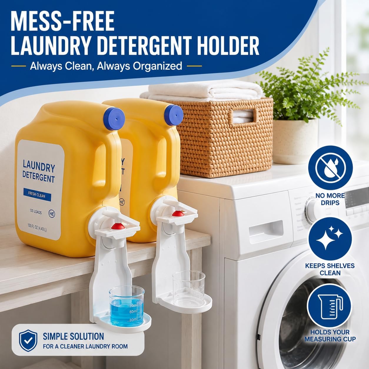2 PCS Laundry Detergent Dispenser Holder with Press Nozzle Switch