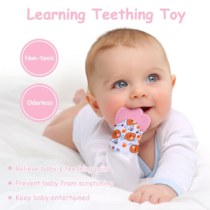 2Pack Silicone Teething Mitt for 0-12 Months