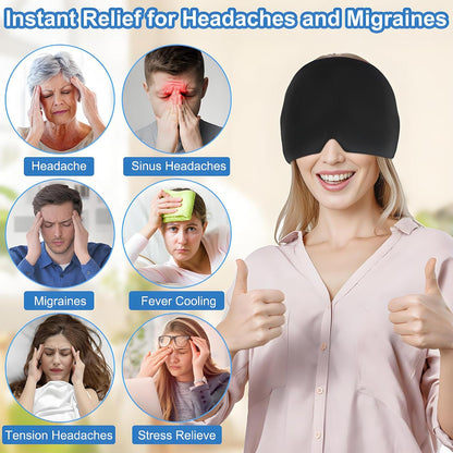 Reusable Migraine Relief Cap – 360° Gel Ice & Heat Therapy Head Wrap for Headache Relief