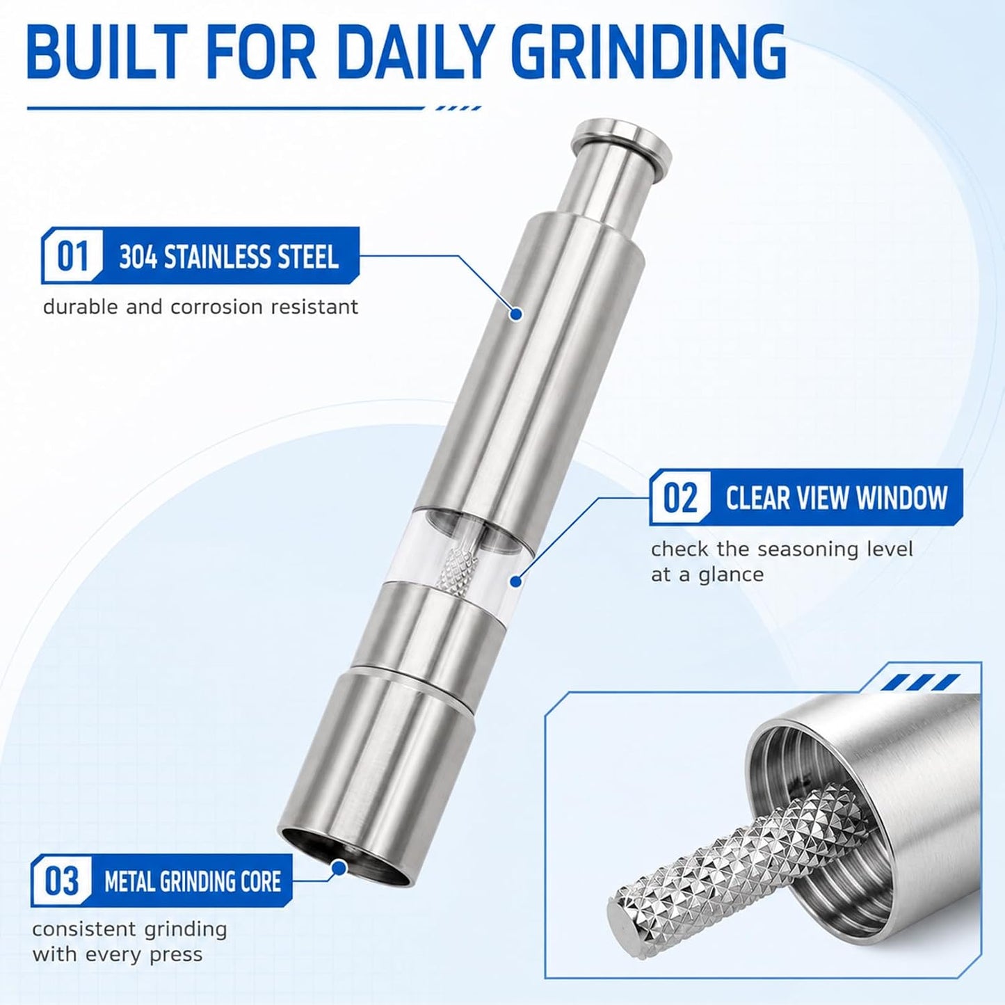 Salt And Pepper Grinder For Black Pepper,Spice And Salt