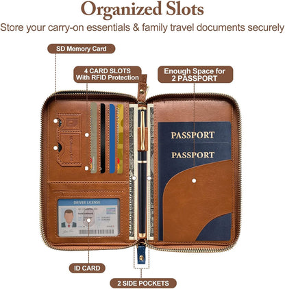 RFID Shield Multi-Functional Wallet-PU Leather Passport Holder