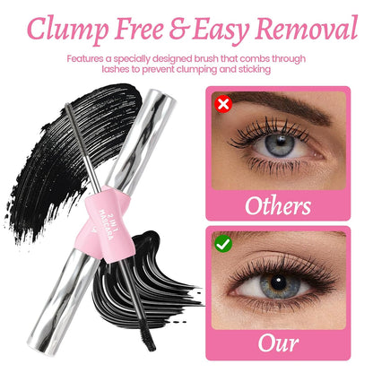 Double-Ended Waterproof Mascara, Smudge-Resistant Curling Primer-2 Pack