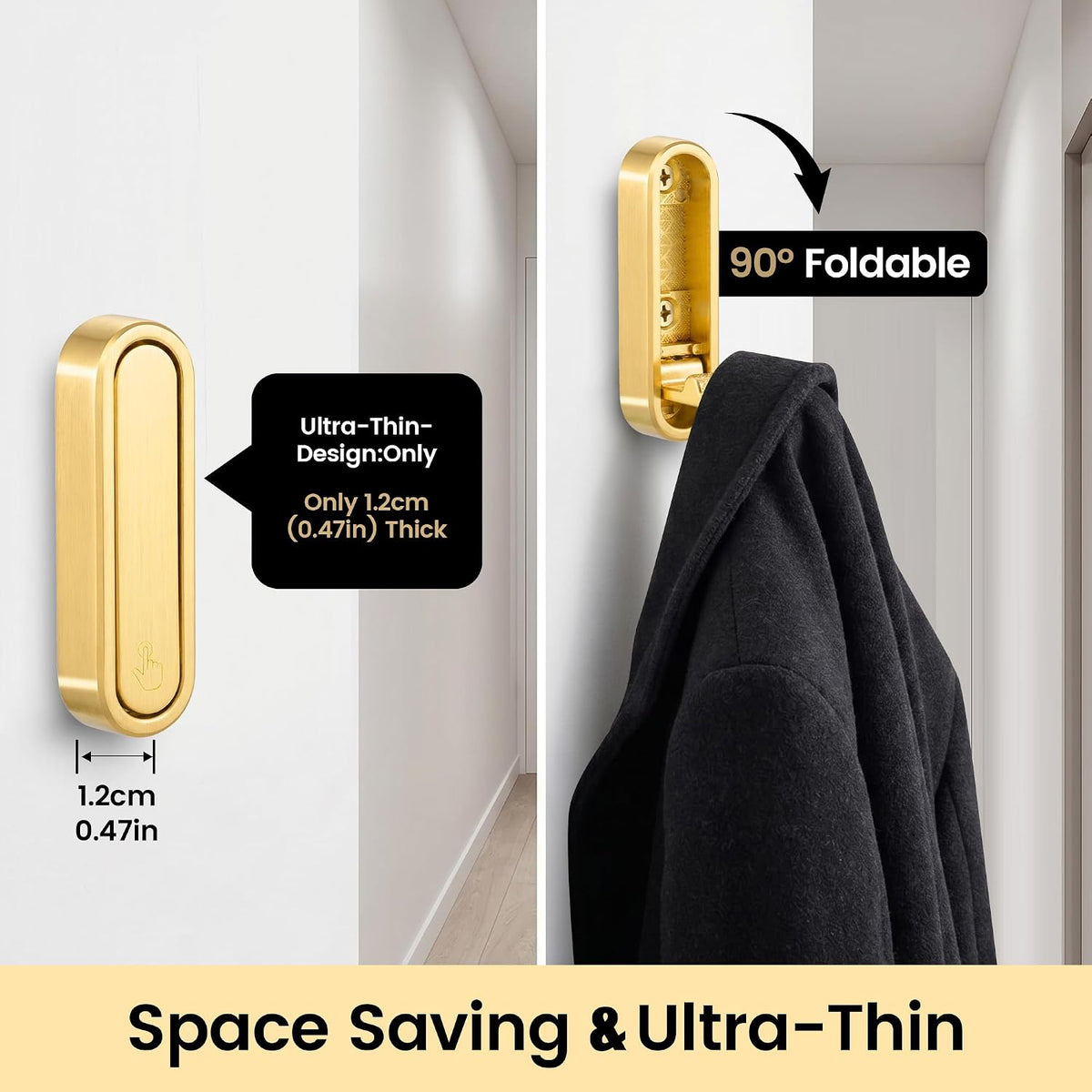 2-Pack Folding Wall Hooks - Invisible Folding Hooks