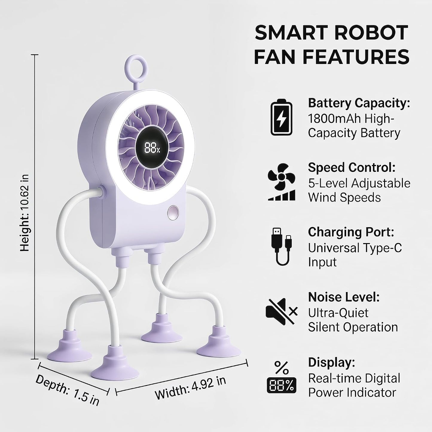 Poseable Alien Mini Fan with Suction Cup