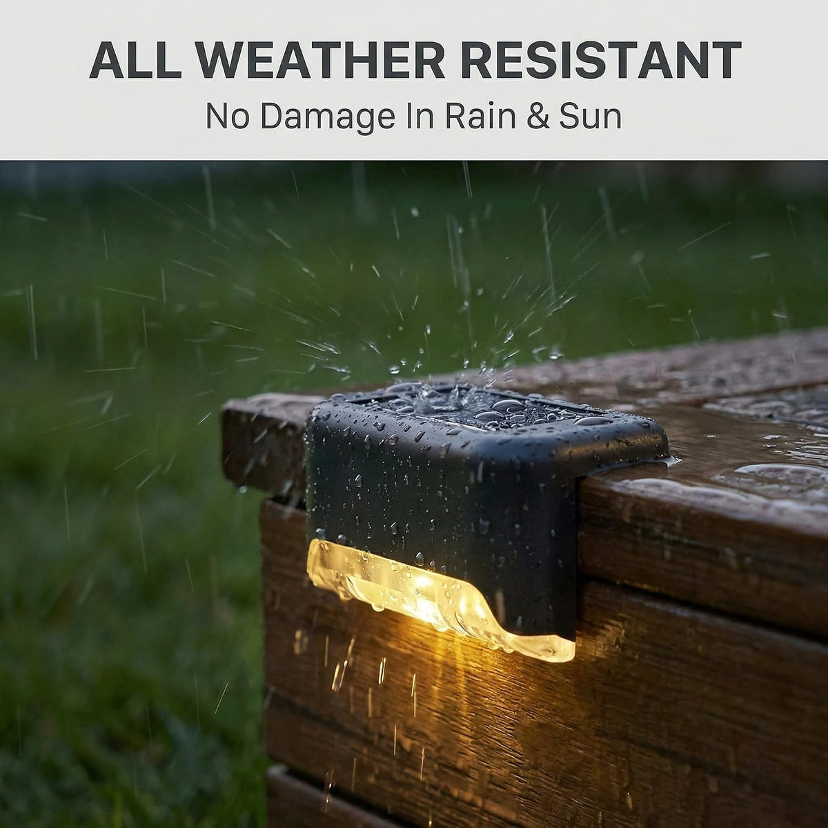 Solar Deck Step Lights, Solar Powered Waterproof Outdoor Lighting