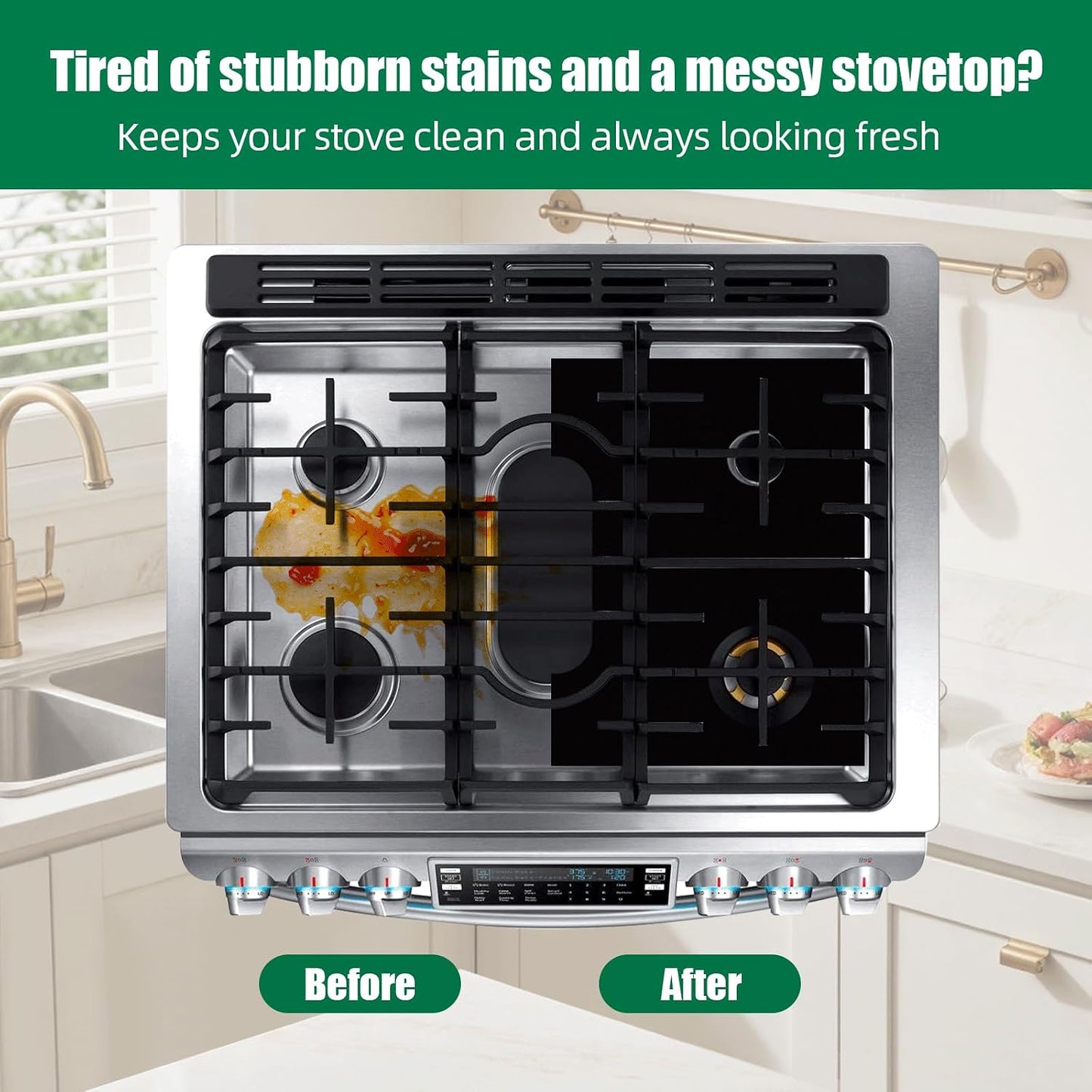 2-Pack Gas Stove Protective Cover - Heat Resistant To Prevent Oil Stains
